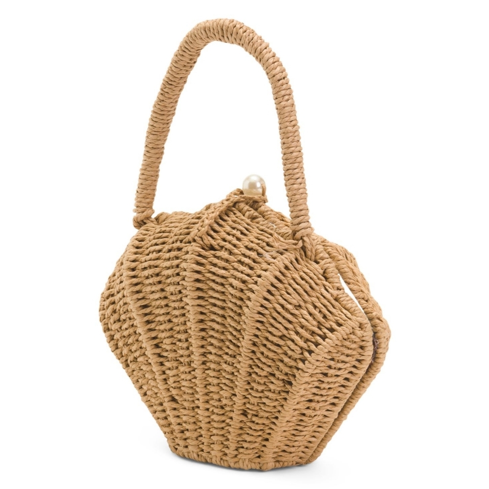 Elegant Tan Woven Handbag - Picture 2 of 3